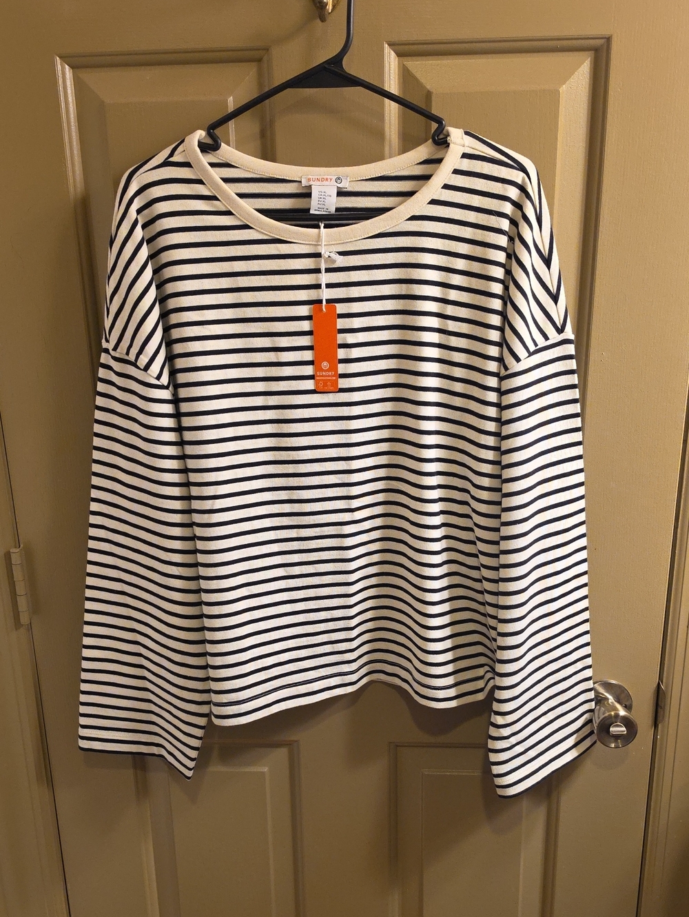 SUNDRY Nautical Stripe Boxy Dropped Shoulder Top - NWT